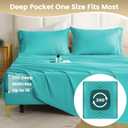 CozySmile Breathable Cooling Full Sheet Set - Hotel Luxury 4 Piece Deep Pocket Sheets for Full Size Bed, Fits 16" Mattress, Easy Care Wrinkle Free Bedding Sheet and Pillowcase Set, Turquoise