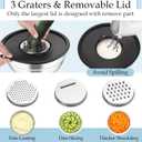 TeamFar Mixing Bowls, Stainless Steel Nesting Salad Bowls with Lids Set of 3 & 3 Grater Attachments, For Mixing/Serving/Storing, Non-toxic & Long-lasting, Size 4.6/3 / 1.5 QT, Black