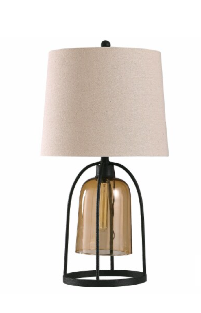 StyleCraft Malvern Industrial Table Lamp - Amber / Black