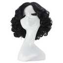 ANOGOL Hair Cap+Short Black Curly Wigs with Middle Part for Women Synthetic Wig Black Anime Wigs Princess Cosplay Wig for Halloween Party Christmas Costume