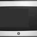 GE Compact Countertop Microwave Oven, 1.1 Cubic Ft., 950w Capacity, 6 Auto Cook Settings, Child-Lock Technology, Dorm Room, Apartment, Stainless Steel