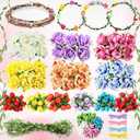 Suncalla  Sets Flower Crowns Making Kit, Make Your Own Flower Crown Wreath Garland Headbands and Bracelets Craft Kit Handmade DIY Floral Hair Accessories Gift for Girls/Teens/Women (Pomegranate)