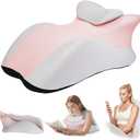 Memory Foam Ergonomic Wedge Prone Pillow, Bed Pillow for Sitting Up, Back, Neck, and Leg Pain Relief, Anti Snoring, Ideal for Massage, Reading, Sleeping, with Removable Washable Cover (Pink)