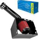 PHILTOP 3.5" Cold Air Intake Kit System + Heat Shield Compatible with Dodge Ram 1500 / Ram 2500 / Ram 3500 2003 2004 2005 2006 2007 2008 5.7L V8, High Performance, Red