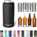 Frost Buddy Universal Can Cooler - Fits All - For Regular 12 & 16 oz or Slim-Size Bottles - Insulated Double-Walled Stainless Steel (MatteBlack)