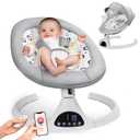 Electric Baby Swings for Infants to Toddler Baby Swing with 5-Speed 5-Point Carabiner,with Bluetooth Music 10-Preset Melodies Gray