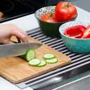 Surpahs 20.5 x 13.1 Inch Roll-Up Dish Drying Rack, Fits Across Sink Openings up to 19.5 Inches, Heavy-Duty Premium Silicone, Strong Support, Non-Slip, Heat-Resistant, Warm Gray