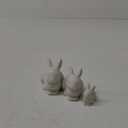 Set of Mini Ceramic Rabbit Figurines, Porcelain Easter Bunny Decorations for Home, Tabletop Ornament, Tea Ceremony Pet (3-White)