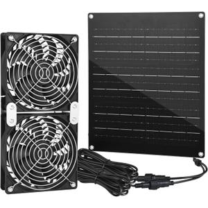 Solar Fan, 30W Solar Powered Fan, Solar Panel Fan Kit, IPX7 Waterproof Fans Exhaust Intake Mounting for Outside Greenhouse Shed Chicken Coop