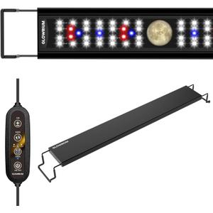 Aquarium Light, LED Fish Tank Light with Timer, Full Spectrum Freshwater Planted Aquarium Grow Lights with Moon Lights, Brightness Adjustable, Daylight/Moonlight Mode, Auto On/Off (12-17 in)