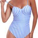 One Piece Swimsuit for Women Tummy Control Push Up 1 Piece Bathing Suits Ruched Swimwear Adjustable Straps Monokini (XL)