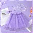 16 Pieces Tutu Dress Up Set for Girls 3-8 Years, Princess Costume with Hair Accessories Set (Purple)