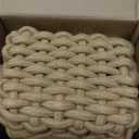 Storage Baskets 2 Pack, Macrame Woven Decorative Baskets for Vanity, Desk, Bathroom & Bedroom Organizer, Small Boho Cotton Rope Bins for Cosmetics, Office Supplies, Cream & Khaki, 7x5.5x5 Inches