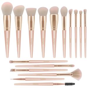 Makeup Brushes,Daubigny 16Pcs Silver Premium Synthetic Makeup Brush Set with Professional Foundation Brushes Powder Concealers Eye shadows Blush Makeup Brush for Perfect Makeup(Pink)