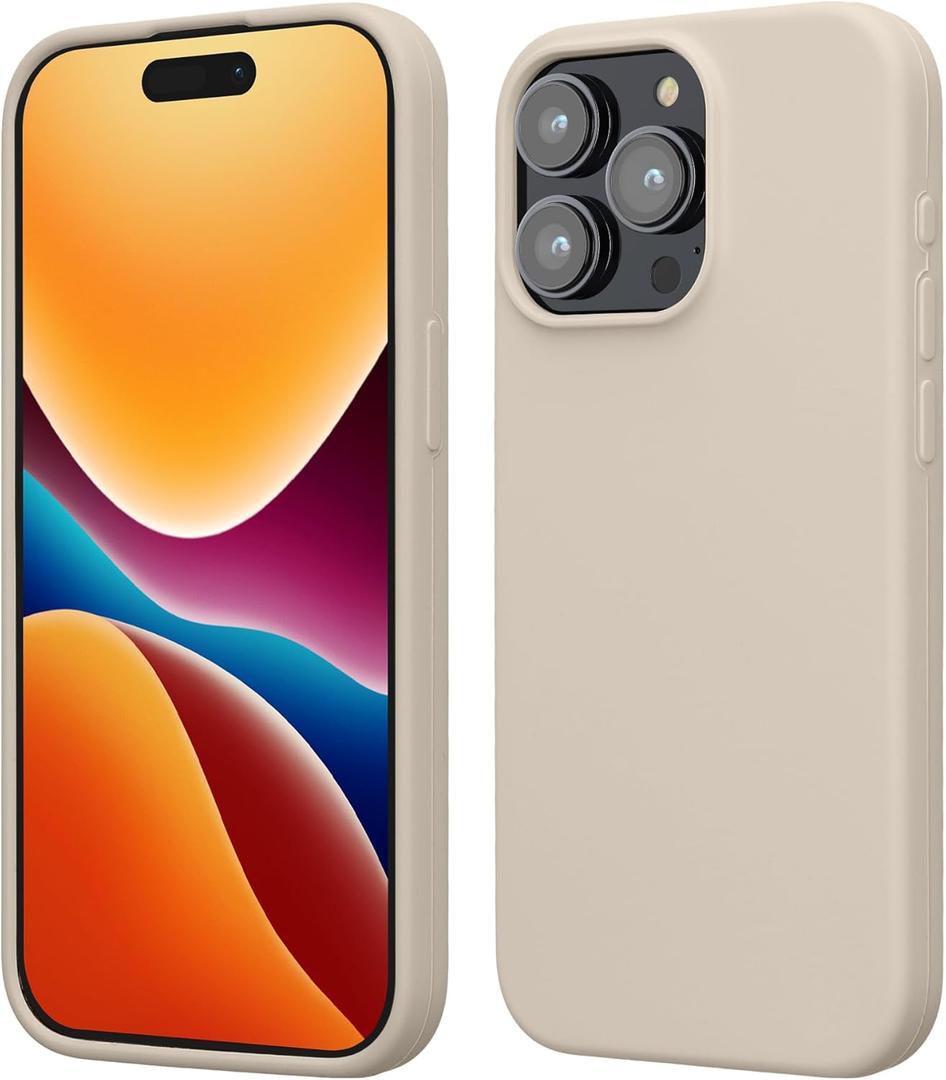 kwmobile Case Compatible with iPhone 15 Pro Max Case - Slim Soft TPU Silicone Cover - Cream