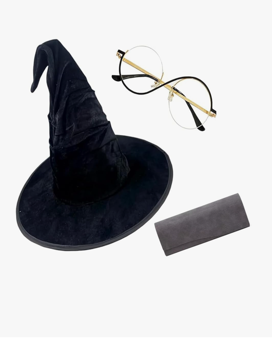 Elphaba Glasses Witch Hat Cosplay Costume Accessories Movie Halloween Carnival Party Props Set