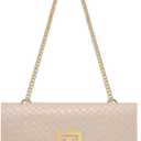 Clutch Handbag for Women, Woven Shoulder Crossbody Bag Evening Purse for Prom, Cocktail, and Wedding (Beige)