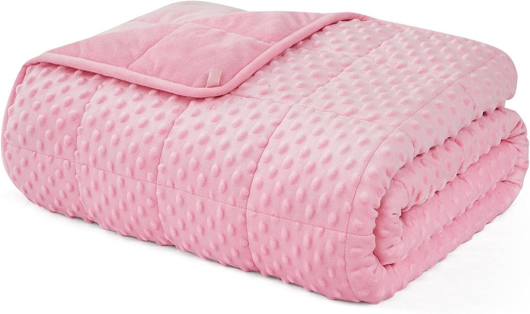 L'AGRATY Weighted Blanket - 40"x60" 7lbs Minky Dots Heavy Blanket with Glass Beads Soft Breathable for All-Season Summer Fall Winter Thick Comfort for Sleeping (22-nosegay)