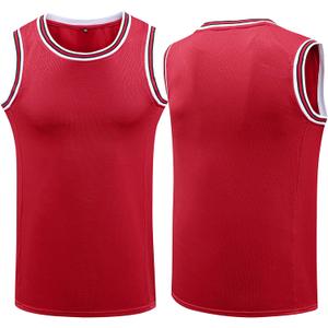YWIES Plain Basketball Jersey, Blank Team Uniform, Hip Hop Hipster Short Sleeveless Active Shirts (2X-Large, Red)