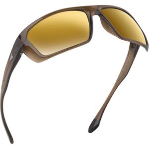 KastKing Huzzah Polarized Sport Sunglasses for Men and Women, Ideal for Driving Fishing Cycling and Running,UV Protection (Frame: Gloss Tal Dark Olive /Lens: Green - Glod Mirror)
