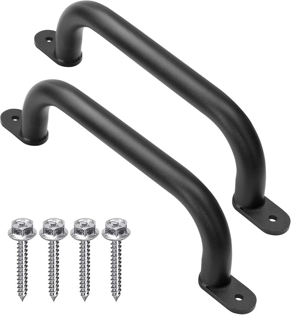 13'' Black Safety Handles for Playground Outdoor Pack of 2 - Metal Playset Handle, Swing Set Grab Bars, Playhouse Treehouse Handle, Kids Safety Rail for Jungle Gym, Home Gym, Rock Wall