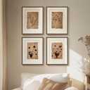 4 x Framed Vintage Botanical Wall Art for Wall Decor, 4 Piece Brown Floral Farmhouse Bathroom Picture Prints, Rustic Farmhouse Botanical Artwork for Living Room Bedroom Bathroom Fireplace Walls, 11x14 In