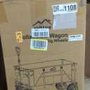 Collapsible Wagon Cart Heavy Duty Foldable, Folding Beach Wagon with Big Wheels for Sand, Utility Grocery Cart with Side Pocket and Brakes for Camping Sports Outdoor Activities, Grey