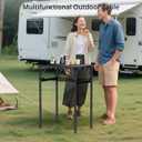 Anbte 2ft Folding Camping Table Max 29.5", 3 Adjustable Height Aluminum Small Folding Table with Storage Net & Portable Handle, Lightweight, for Travel Outdoor Beach Picnic Camp, 23.2" x 16", Black