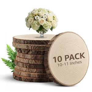 KARAVELLA Large Wood Slices for Centerpieces – Wood Centerpieces for Tables, Rustic Wedding Centerpiece, Natural Wood Slabs, Thin Slices 10-11 inches (10 Pack)