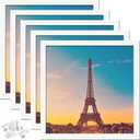 14x14 Picture Frame Set of 5, White Square Photo Frames High Transparent Wall Gallery Desktop Horizontal Vertical for Canvas Collage Photo Poster Certificate 14 x 14 inches