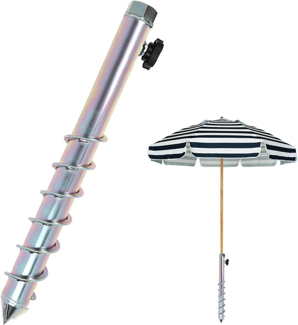 Beach Parasol Umbrella Sand Anchor Base, Steel Heavy Duty In-Ground Anchor Rust-Proof