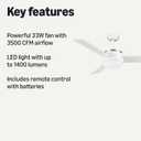 Amazon Basics 44in Ceiling Fan with LED Light and Remote Control (White), Medium