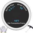 SPORTYOUTH Trampoline Replacement Mat, Fits 12ft 14ft 15ft Round Trampolines Frame with 72/88/96 V-Rings Using 5.5/6.5/7 in Springs, Water-Resistant, UV Resistant, Good Jumping Bounce