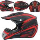 Motocross Helmet,Youth & Kids ATV Dirt Bike Motorcycle, BMX 4-Wheeler Off-Road Mountain Bike Helmet,DOT Certified,W/Gloves Goggles Mask 4-Piece Set (01 RED, Small)