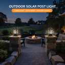 LED Solar Post Cap Lamp, Outdoor Dimmable Pillar Lights IP65 Waterproof Black Post Light Aluminum Outdoor Column Light, Pillar Pedestal Lantern for Garden Fence