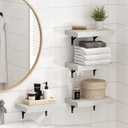 Furinno Tanna Floating Shelves for Wall Set of 4, 15-Inch Bathroom Wall Shelf, Wall Mounted Shelf, for Bathroom Organizers and Storage, Living Room, White Texture