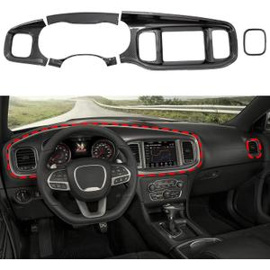 Barong for Dodge Charger 2015-2024 Accessories Charger Center Consoles Dash Board Dashboard Instrument Trim Carbon Fiber Pattern