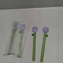 4 Pcs Borosilicate Color Transparent Glass Spoons,Cute Flower Long Handle Spoons for Ice Cream Dessert Coffee Stirring (Purple Bud Spoon)