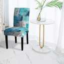 CAPSCEOLL Turquoise Teal Dining Chair Covers Set of 6,Grey Blue Chair Covers Dining Chairs Slipcovers Removable Washable Kitchen Chairs Protector Cover Kitchen Accessories and Decor