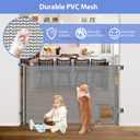 Retractable Dog Gate with Cat Door 55" Wide Retractable Pet Gate with Cat Door Mesh Dog Gate Retractable Baby Gates for Doorway Retractable Puppy Gate for The House Retractable Outdoor Gate for Deck