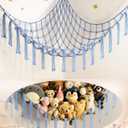 Stuffed Animal Storage Hammock Net - Toy Hammock Net for Stuffed Animals Corner - Hanging Stuff Animal Organizer Holder Large Size Baby Nursery Room Decor-Blue