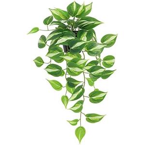 LuckyGreenery Artificial Devil's Ivy Golden Pothos Fake Plant,Hanging Potted Plants for Wall Home Patio Indoor Outdoor Decor(H 26in)