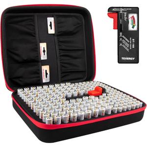 Tenergy Large Battery Organizer Storage Case with Battery Tester, Holds 100 AA Batteries & 100 AAA Batteries (Batteries not Included)