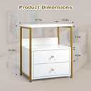 BWGHBH Wood Nightstand with Drawers Shelf, White Bedside Table Storage for Bedroom Living Room, 17.7 x 13.78 x 21.65 inches