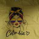 Colombian Girl Colombia Flag Proud Afro Colombian Women T-Shirt, Yellow, Large