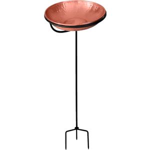 Monarch Abode Standing Bird Bath & Bird Feeder for Outdoors – Pure Copper Hand Hammered Birds Bath Bowl w/ 34inch Detachable Iron Stand, Wild Birdfeeder and Birdbath for Outside Garden Backyard