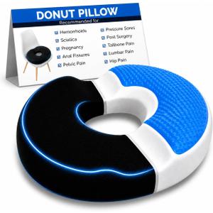 AnboCare Donut Gel Sitting Pillow - Orthopedic Memory Foam for Tailbone Pain, Hemorrhoid, Bed Sores, Postpartum, Prostate, Coccyx & Sciatica Pain