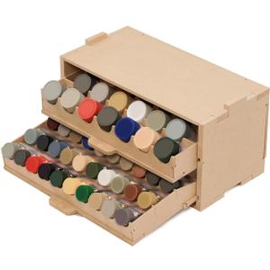 Plastic Model Paint Rack Organizer for 50 Paints, Pull-Out Storage With MDF Material, Model Tools, Suitable for 10ml Tamiya/Mr.Hobby and Miniature Paint Set GK8