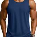 TACVASEN Men's Workout Tank Tops Sleeveless UPF 50+ Summer Sun Shirts Quick Dry for Running Swim Gym Beach (X-Large, Navy)
