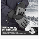 MCTi Ski Gloves,Winter Waterproof Snowboard Snow 3M Thinsulate Warm Touchscreen Cold Weather Women Gloves Wrist Leashes Size Medium